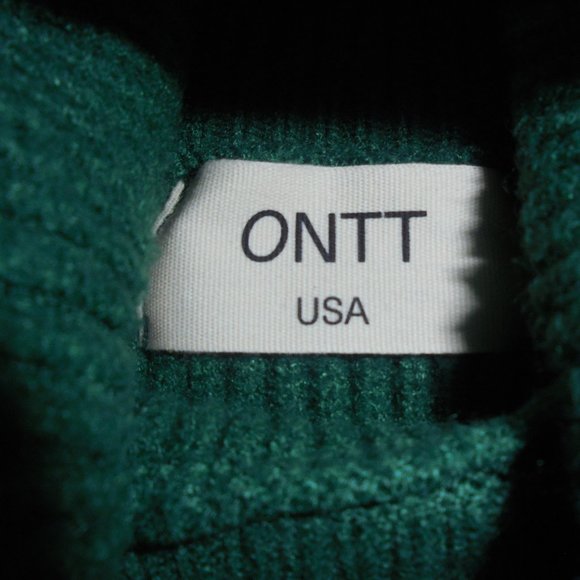 Turtleneck Sweater SMALL ONTT' New Green thick ribbed knit raglan sleeve - Picture 7 of 7